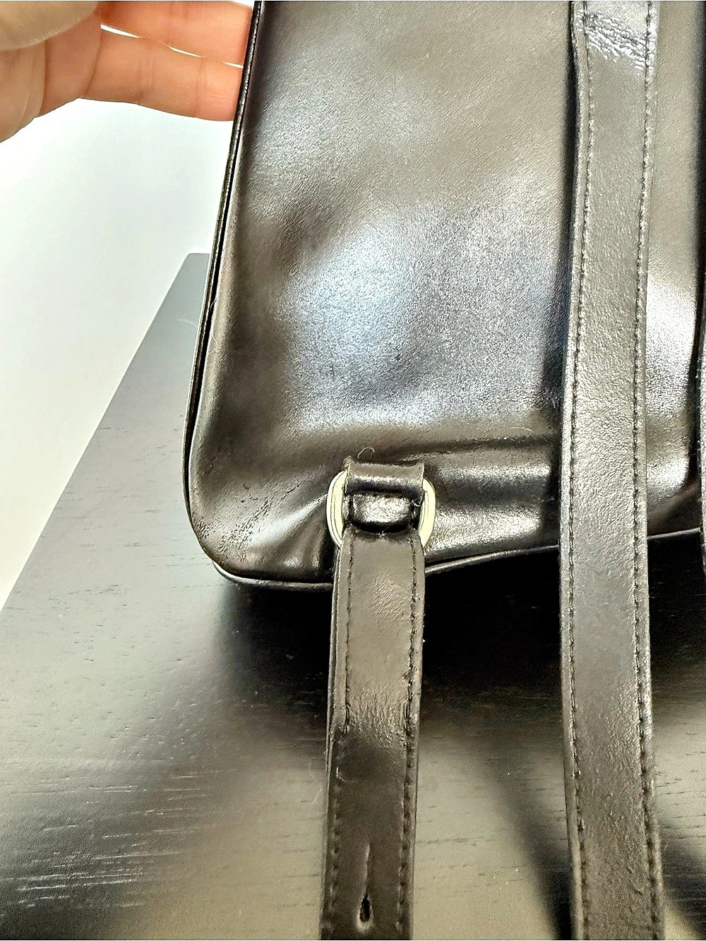 Longchamp Vintage Roseau Backpack Black Leather Backpack Made in France - Picture 7 of 11